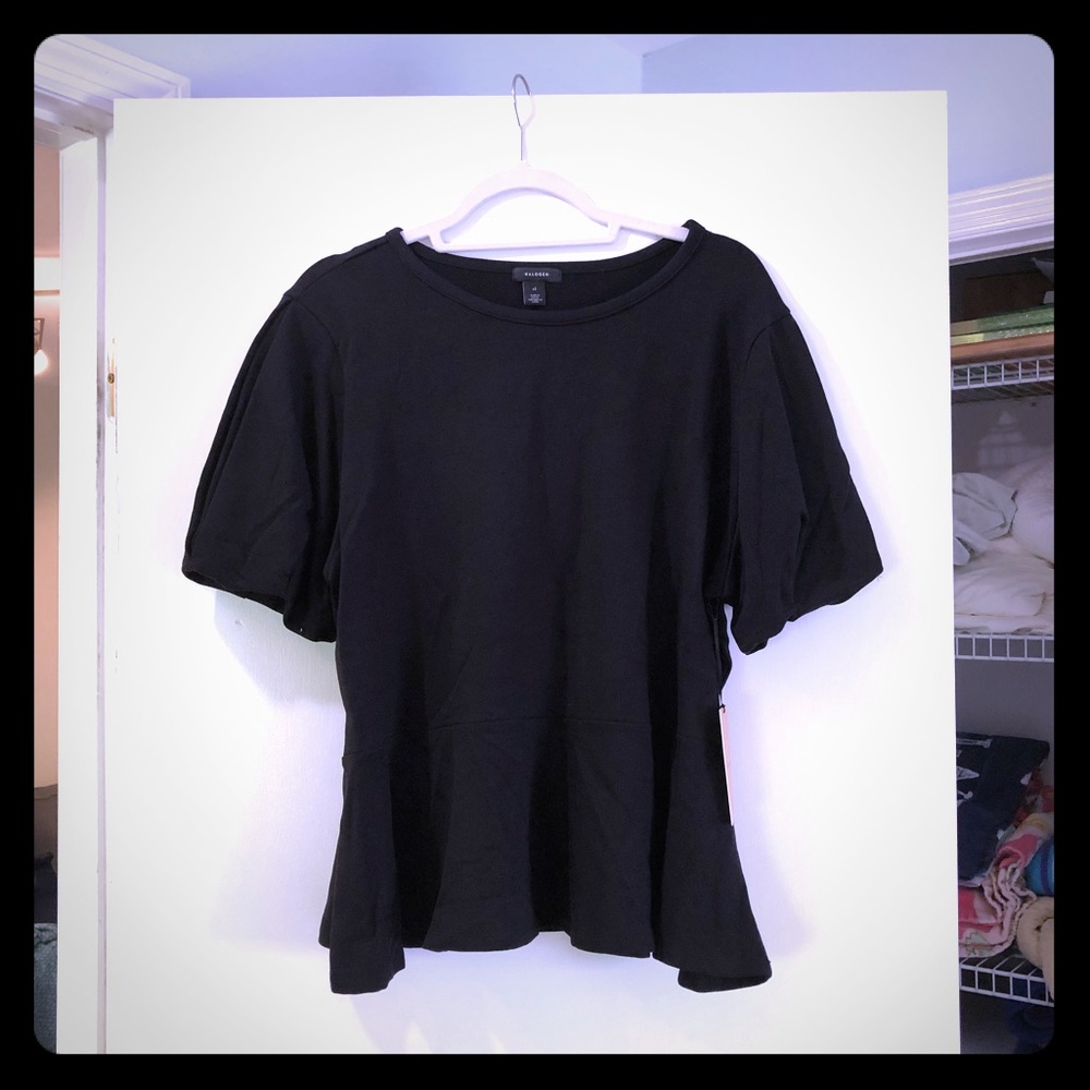 NWT Halogen Black Peplum Top, Size XL